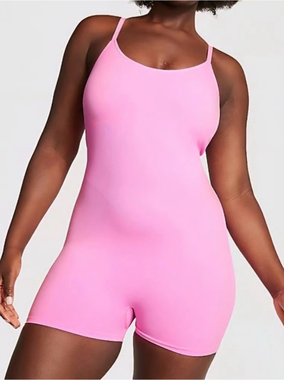 PINK Victoria's Secret Soft Seamless Short Workout Romper Light Support Large.